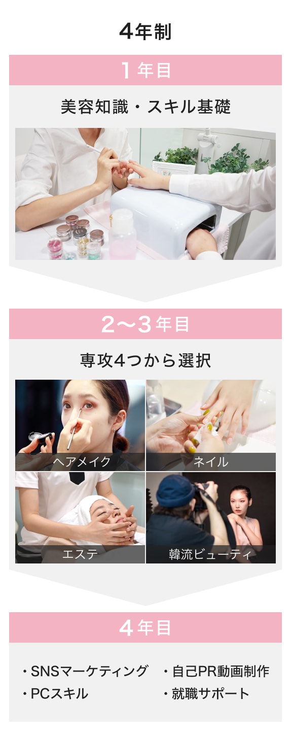 4年制のカリキュラムの表組